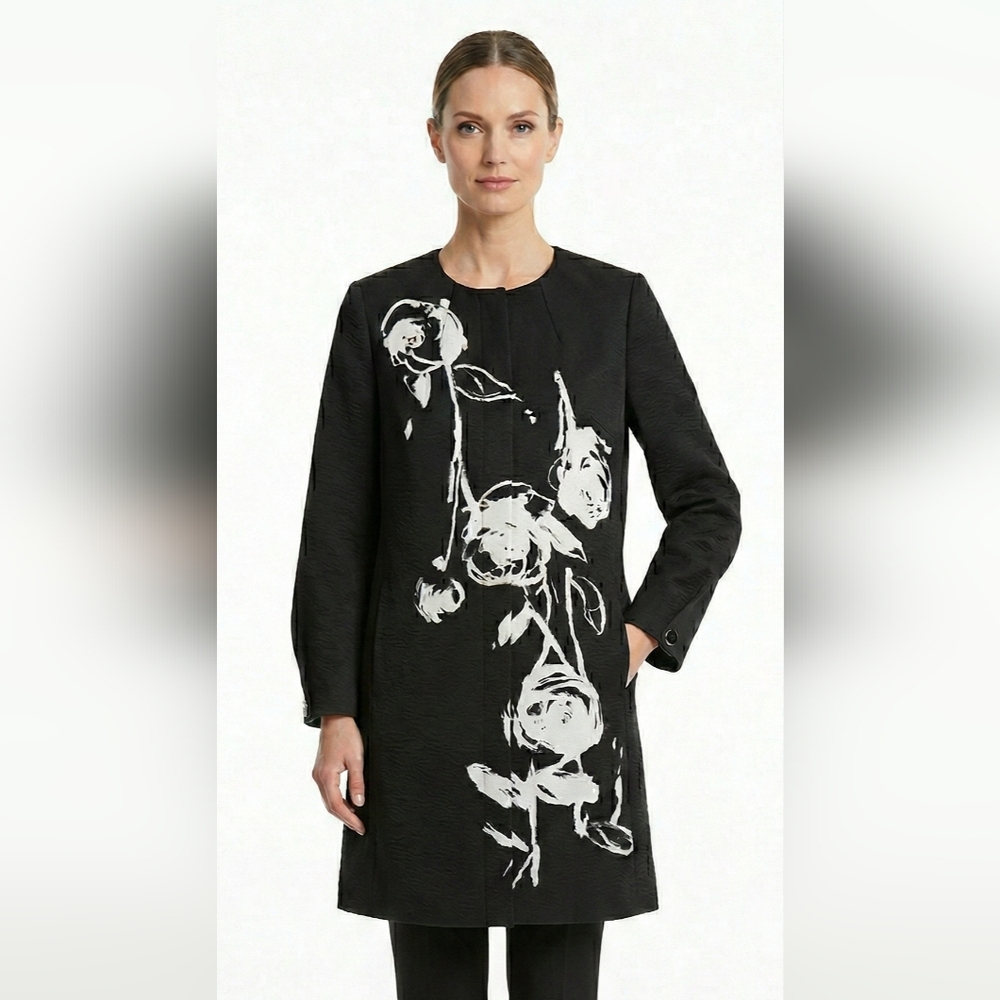 NWT Chico's Black Zip-Front Jacket W/Silver Buttons Chico's Size 1, US M/8-10